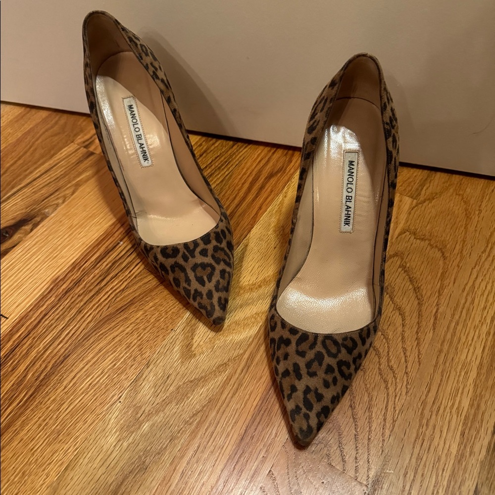 Manolo Blahnik BB 105mm Pumps Leopard Print Size 37.5